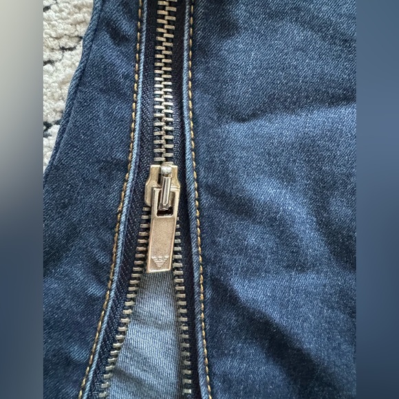 Armani Jeans Slim Ankle Zippers Moto Stretch Med Wash Skinny Zip Straight Leg 26 - Picture 4 of 5
